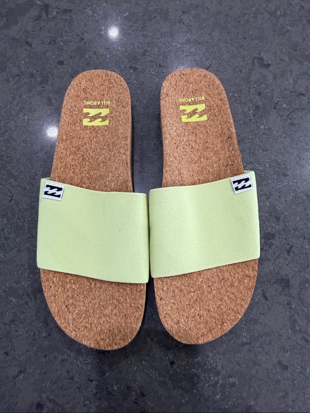 Billabong Women’s Light Green Cork Slide Sandals NWOT